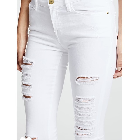 Frame Le Rip Color Skinny Jeans In Blanc, Size 26! - Picture 5 of 6